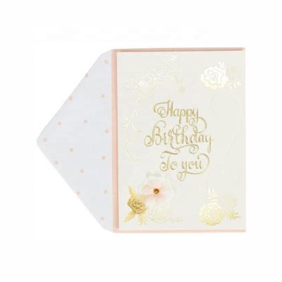 China North American Custom Printed Handmade Happy Birthday Cards , 3D Gold Foil Embossed Greeting Card for sale