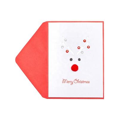 China North American Custom Handmade Merry Christmas Cards, Cute Silver Foil Reindeer Greeting Cards for sale