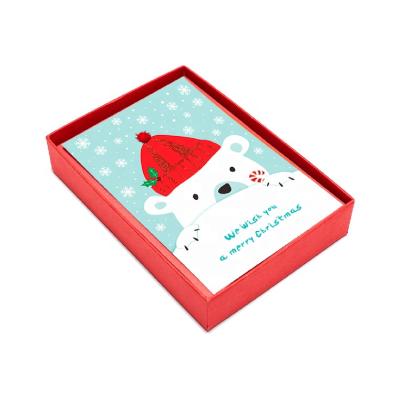 China North American Custom Handmade High Quality Cards , Cute Polar Bear Christmas Boxed Cards (10 Cards with Envelopes) for sale