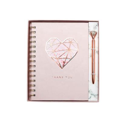 China New Product Rose Gold Foil Notebook And Pen Gift Set, Custom Luxury Office Stationery Agriculture Set For Girl for sale