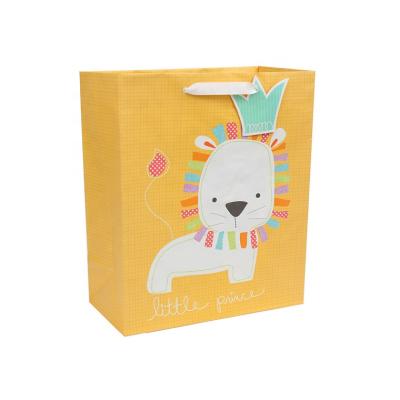 China Safety New Design Shiny Glitter Shopping Bags, Cute Baby Lion Paper Gift Bags For Kids for sale