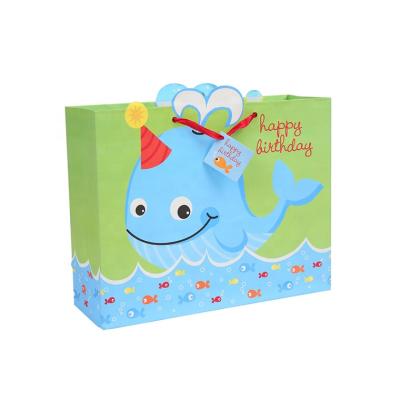 China Safety hot sale high quality shopping bags, lovely whale paper gift bags for kids for sale