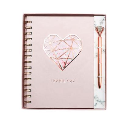 China New Design Rose Gold Foil Notebook And Luxury Pen Set, Custom Printing Stationery Agriculture Gift Set For Girl for sale