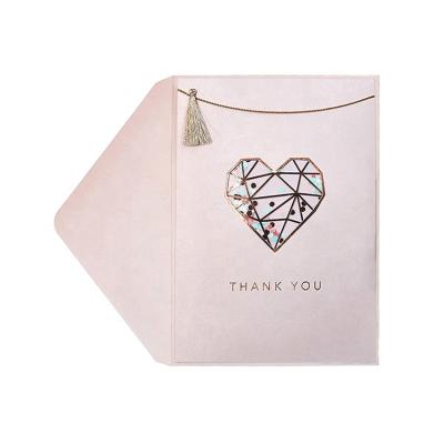 China New Product North American Rose Foil Window Thank You Handmade Shaker Card, Luxury Custom Printing Greeting Card with Envelopes for sale