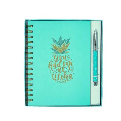 China Holiday decoration & 2020 New Product Pineapple Gift Notebook and Pen Gift Set, Custom Luxury Office Stationery Set for sale