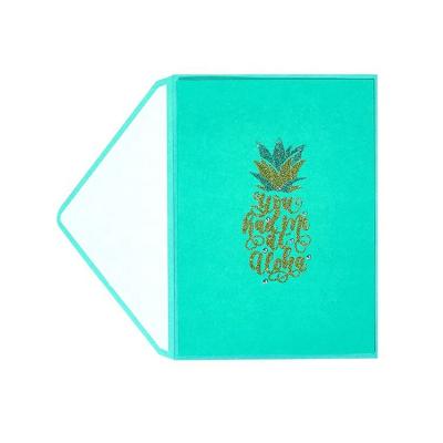 China North American New Product Glitter Pineapple Handmade Paper Card, Luxury Custom Printing Greeting Card with Envelopes for sale