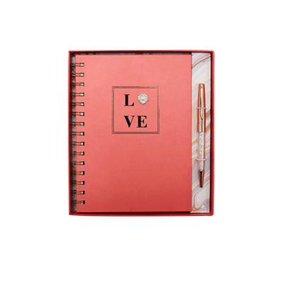 China 2020 New Product Gift Notebook and Pen Gift Set For Love, Custom Luxury Office Stationery Set with Heart Pearl for sale