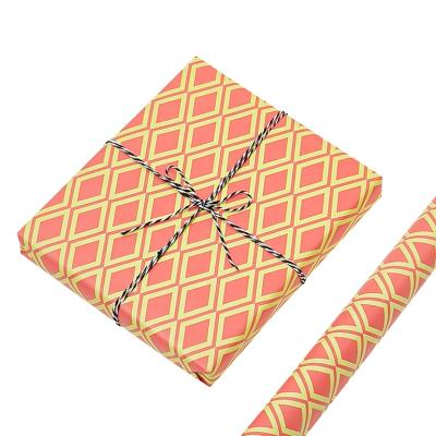 China Waterproof All Occasion New Design Orange Plaid , Gift Wrapping Paper Roll For Gift Wrapping for sale