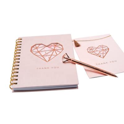 China Holiday decoration & New Gift Fashion Design Customs Office Stationery Gift Set, Rose Gold Foil Luxury Notebook and Pen Set for Girl for sale