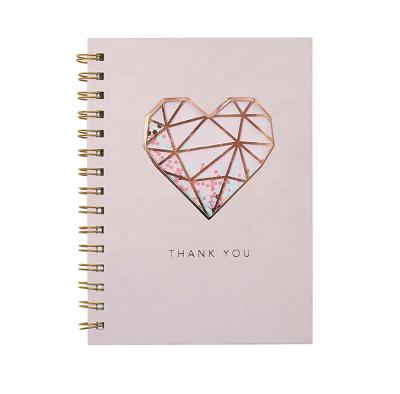 China Cheap Custom Logo Pink Cover Spiral Pocket Hardcover Notebook for sale