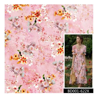 China Breathable custom digital print viscose woven rayon challis floral viscous digital fabric for sale