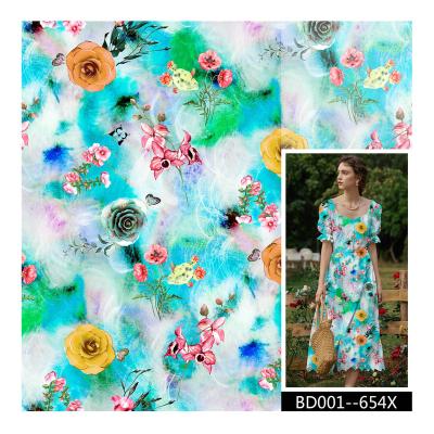 China Wholesale 3D Breathable Digital Print Effect Floral Woven Plain Challis Rayon Soft Viscous 45S Viscous 45S Rayon Fabric for sale