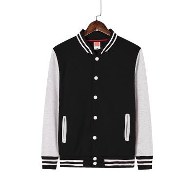 China Viable High Quality Mens Vintage White Fleece Black Varsity Jackets Custom Printed Embroidered Patched Baseball Jackets for sale