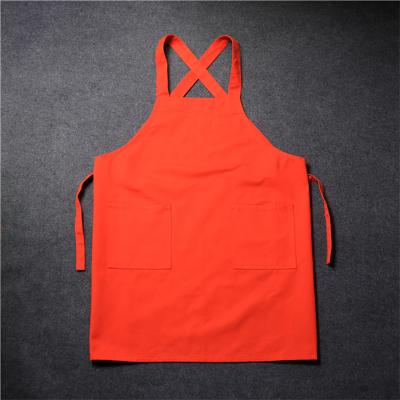 China Cleaning Kitchen Cooking Aprons With Pocket Logo Cotton Cross Back Paint Salon Bar Restaurant Cafe Custom Gardening Apron for sale