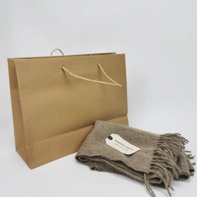 China Recycled Materials Large Capacity Plain Brown Kraft Paper Eco Friendly Reusable Shopping Bags for sale