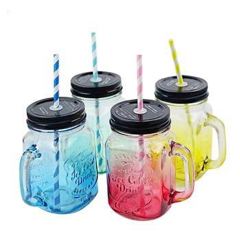 China Stocked Quality Customized Design Personal Gift 12oz / 350ml Mason Jar Straw Frosted for sale