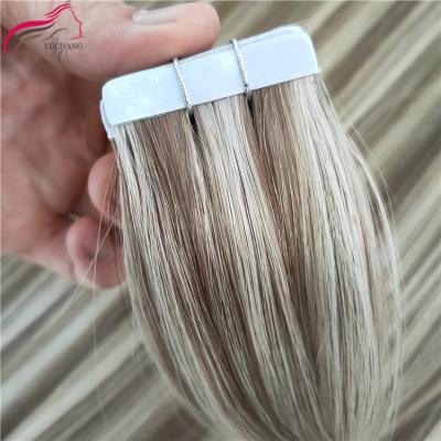 China No Chemical High Quality Virgin 100% Human Cuticle Aligned Invisible Tape Hair Extensions All Color Tape Hair Extensions for sale