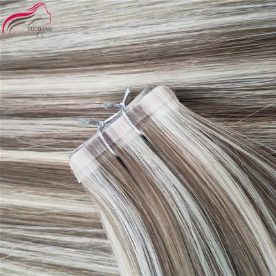 China No Chemical Hair Supplier Russian YUCHANG Human Hair Double Drawn Tape Hair Extension for sale