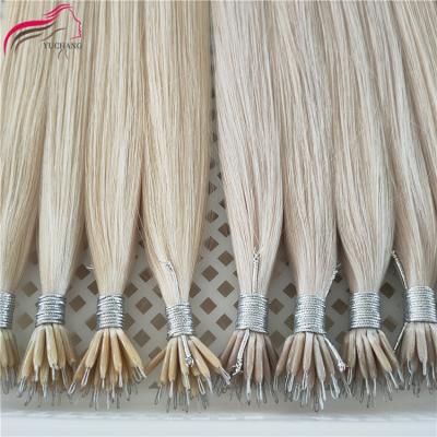 China No Chemical Luxury European Human Remy Virgin Nano Tip Hair Extensions 100% Human Cuticle Aligned Ring Hair Nano for sale