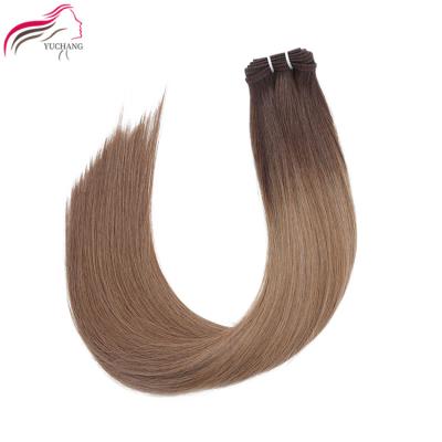 China No Chemical YUCHANG Top Quality Double Remy Cuticle Aligned Natual Human Hair Weaves, Fashion Unprocessed Machine Hair Weft Extensions for sale