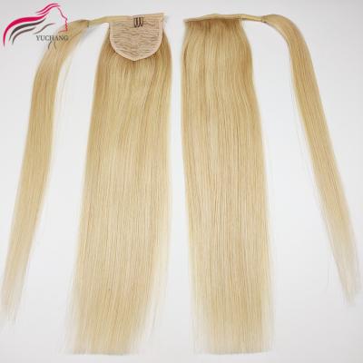 China No Chemical Indian Hair Ponytails Wholesale 100% Remy Human Ponytail Extensions Blonde Color#22 100G for sale