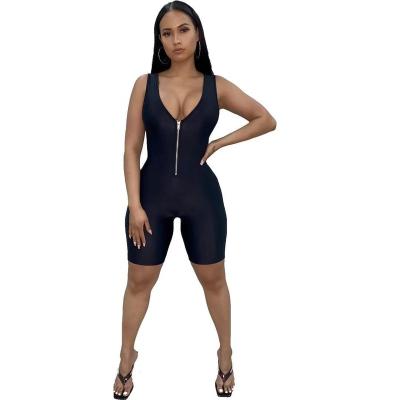 China QUICK DRY manufacturer supply summer women's tight-fitting zipper hip-lifting overalls for sale