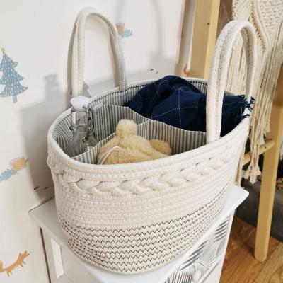 China New Handmade Classic/Postmodern Cotton Rope Nursery Basket Laundry Basket Cotton Rope Cotton Basket Storage Basket for sale