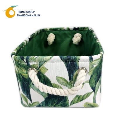 China Collapsible Foldable Storage Basket Nursery Fabric Organizer Hamper Handles Storage Basket for sale