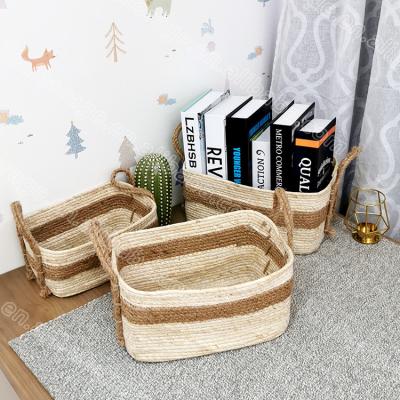 China Viable Hot Sale New Design Wholesale Cheap Customized OEM Service Storage Toys Sea Grass Basket With Handle for sale