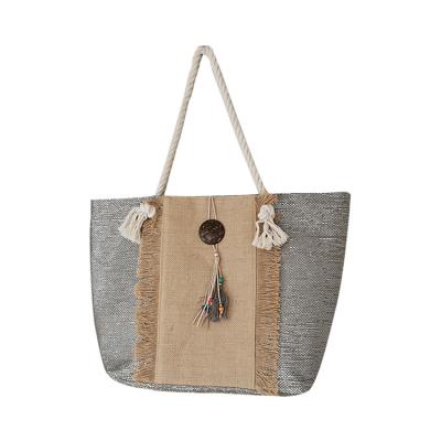 China Hot Sale Beach Handled Fashion Shoulder Straw Beach Bag Woven Straw Handbag Summer Tote Bag for sale