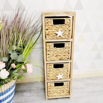 China Paulownia Convertible Wooden Cabinet Storage Cabinet Handmade Grass Drawer Cabinet With Star Wood Decoration for sale