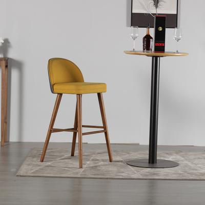 China Modern Nordic Solid Wood Modern Furniture Chair Restaurant Bar Stool Wood Frame Fabric Cushion Cushion Bar Bar Chair for sale