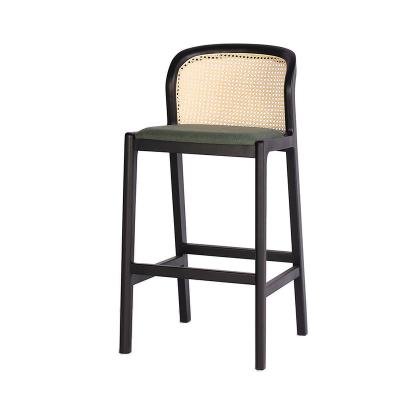 China High Quality Modern Rattan High Quality Modern Wood Fabric Cafe Restaurant Bar Stools Leather Bar Chair for sale