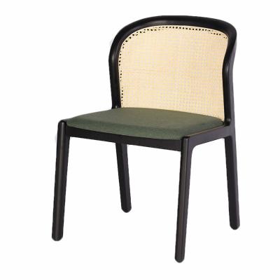 China Modern Nordic Solid Wood Leather Living Room Cane Wooden Dining Chair For Rattan Dining Furniture Fabric Cushion for sale