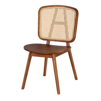 China Nordic Modern Ash Solid Wood Restaurant Modern Rattan Dining Chair Cane Wood Cafe Restaurant Furniture Chair for sale