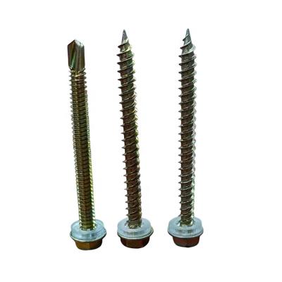 China OEM Online Wood Screws HEX Drive Full Thread Countersunk Pozi Drive Yellow Galvanized Chipboard Double Flat Screws for sale