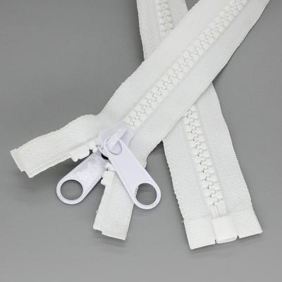 China Large no10 durable plastic zipper with two tap special zipper pull for sale