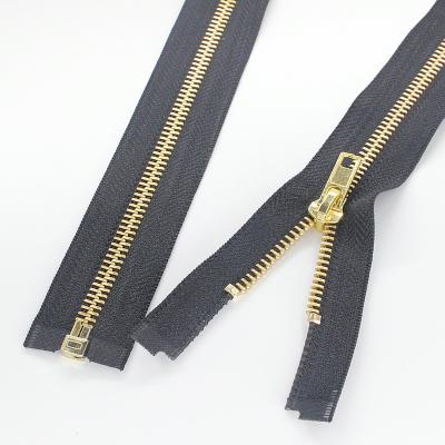 China Sustainable Custom Gold Zipper Gold Teeth Zipper for sale