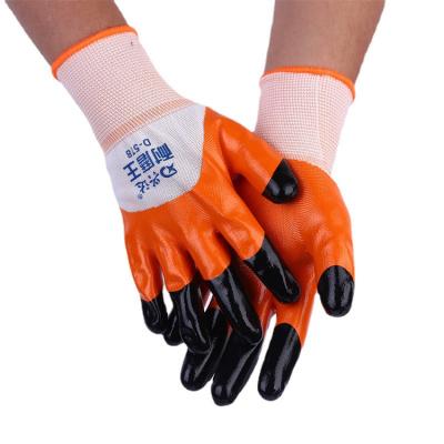 China Cheap and High Quality Sandy Coated Glove Double Nitrile Construction Site Gloves for sale