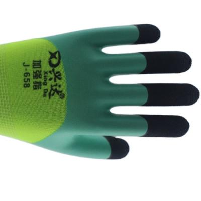 China Good Quality Construction Site Construction Site Examination Direct Wholesale Anti-Slip Safety Green Latex Gloves Double for sale