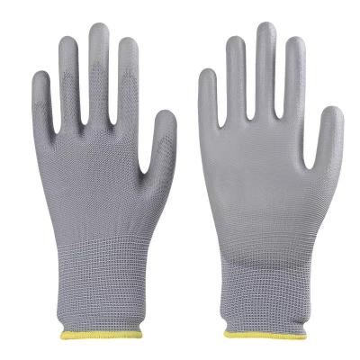 China 13G Construction Site Black Coating Nylon/Polyester With Black PU Palm Fit Coated Gloves for sale