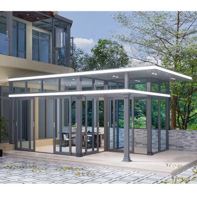 China Modern All Year Greenhouse Sunroom Free Standing Modern Conservatory Aluminum Glass Solarium for sale