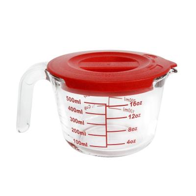 China Sustainable Borosilicate Glass Measuring Jugs Measuring Cup With Handle for sale