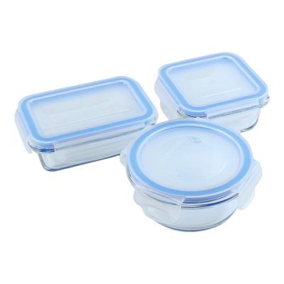 China Viable Free Sample High Borosilicate Glass Food Container Lunch Box Food Storage Set for sale