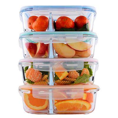 China Solid Glass Food Storage Container 2 Compartment Sustainable With Durable And Lid PP Environmental Protection for sale