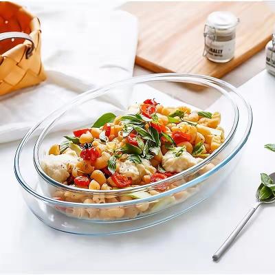 China Sustainable Oval Glass Borosilicate Glass Bakeware Round Baking Dish Sets for sale