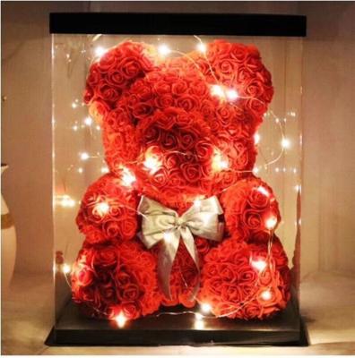 China 2020 Gift Trend Realistic PE Rose Bear LED Valentine Gifts Preserved Teddy Bear Wholesale Best Gift for sale