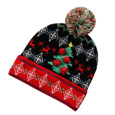 China COMMON Christmas Hat Knitted Kids Beanie Pom Pom Hat In Winter Hat Embroidery Hat for sale