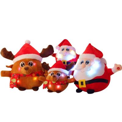 China Handmade LED Plush Christmas Reindeer Santa Claus Light With Music Toy Home Decoration for sale