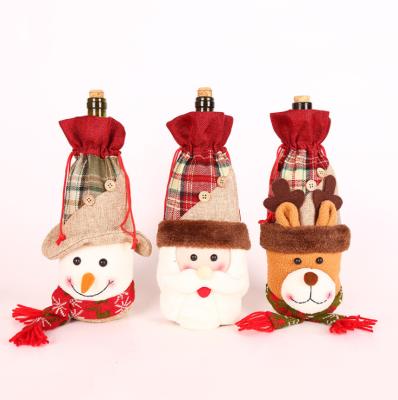 China Christamas Home Decoration Christmas Wine Bottle Bag Cover Santa Claus Snowman Reindeer Decoracion Navidad de decoracion for sale